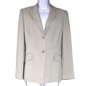 Charter Club 100% Silk Blazer Jacket Size 4 Tan Green Suit Coat NEW